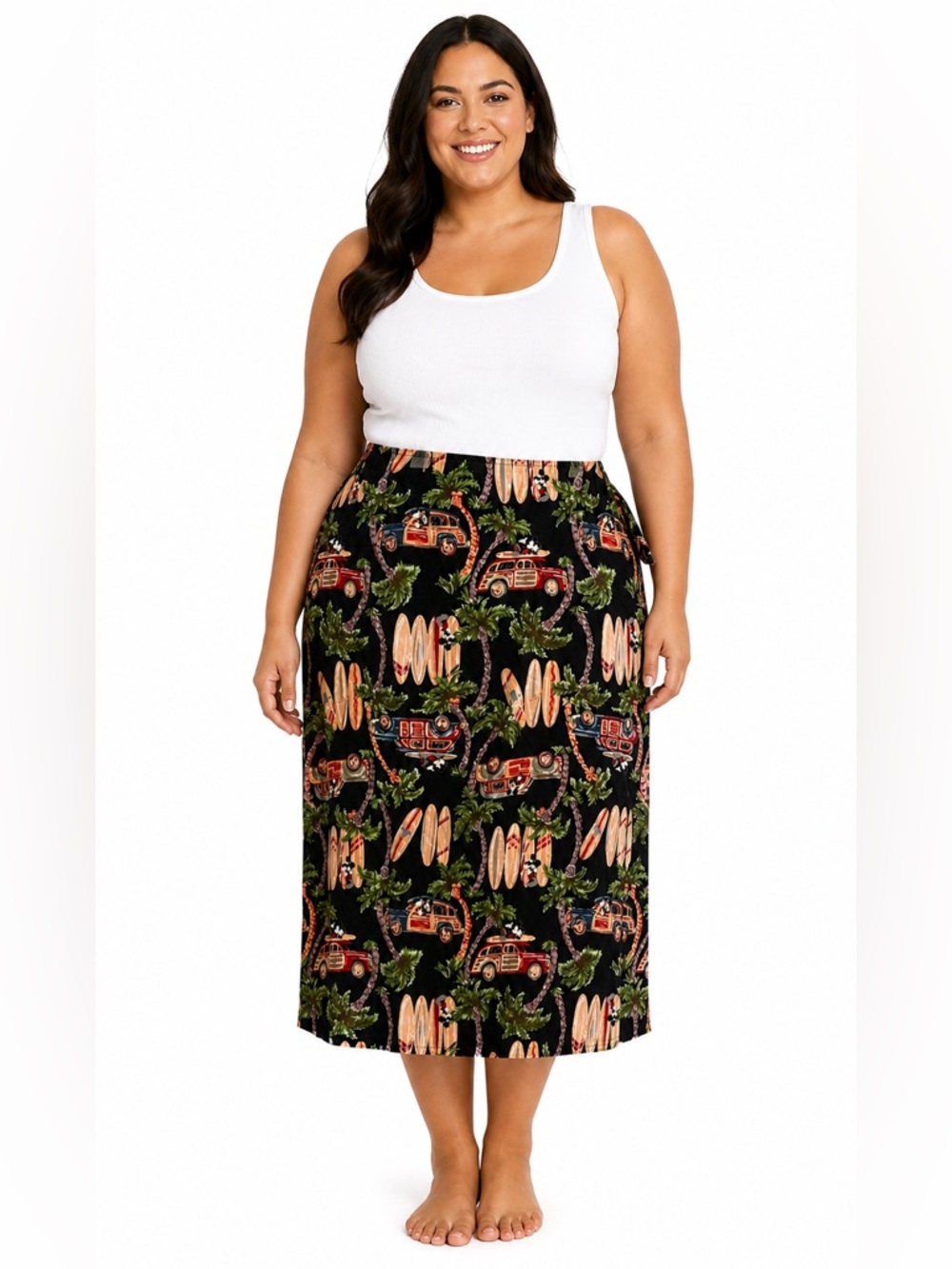 Vintage Disney Catalog Mickey Mouse Surfboards Palm Tree Beach Sarong Skirt 4X